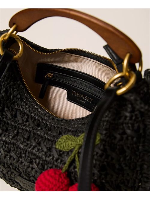 Borsa Croissant in rafia crochet con ciliegie TWINSET | TD8301/00006